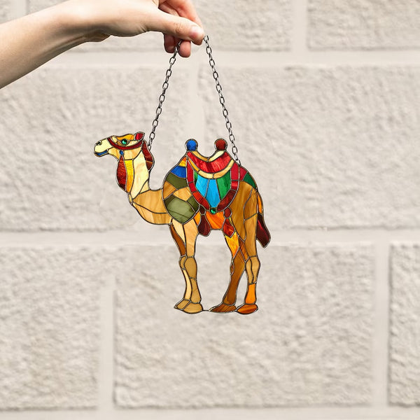 Camel Window Hanging: Desert Animal Acrylic Ornament, Gothic Decor