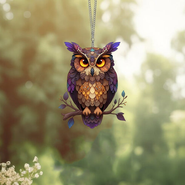 Acrylic Owl Window Hanging: Gothic Bird Decor Ornament