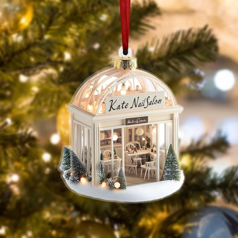 Personalized Nail Salon Christmas Ornament: Acrylic Nail Tech Gift