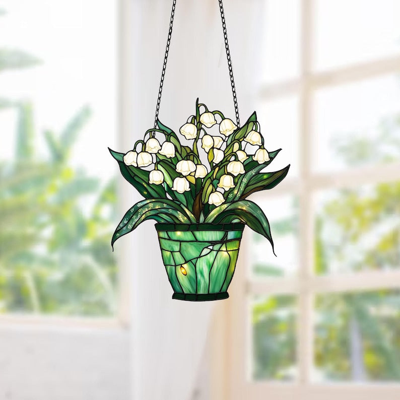 Lily of the Valley Acrylic Window Hanging: Floral Home Decor