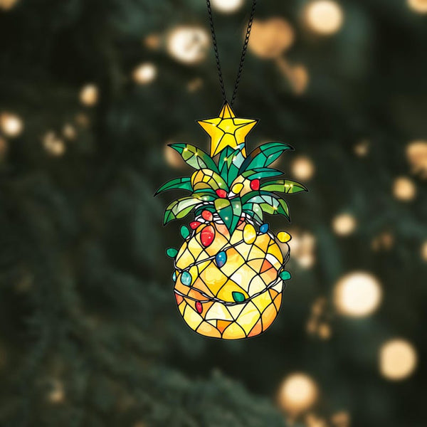 Pineapple Christmas Ornament: Acrylic Window Hanging Decoration