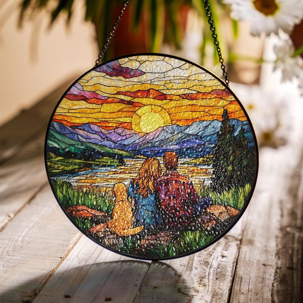 Custom Family Portrait Stained Glass Suncatcher: Personalized Memorial Gift