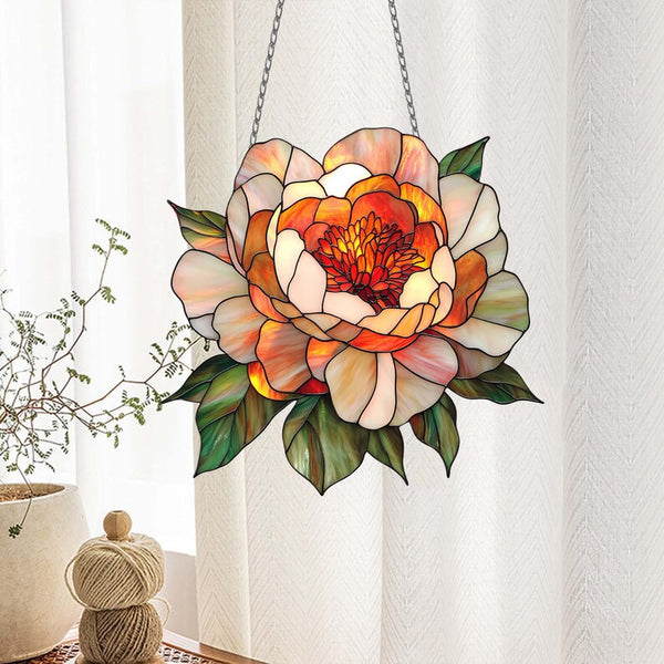 Peony Birth Flower Acrylic Window Hanging: Floral Decor