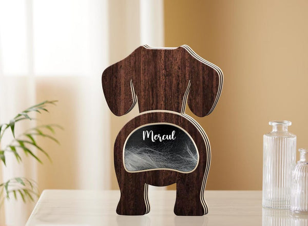 Personalized Pet Hair Memorial Box: Wooden Dog/Cat Keepsake