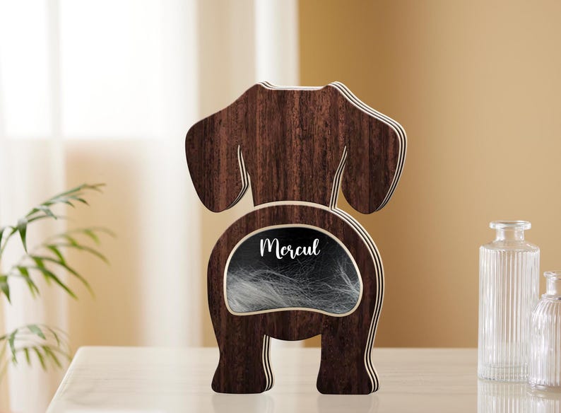 Personalized Pet Hair Memorial Box: Wooden Dog/Cat Keepsake