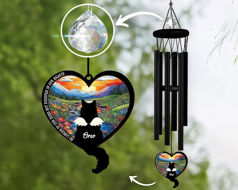 Personalized Cat Memorial Wind Chime: Sympathy Gift