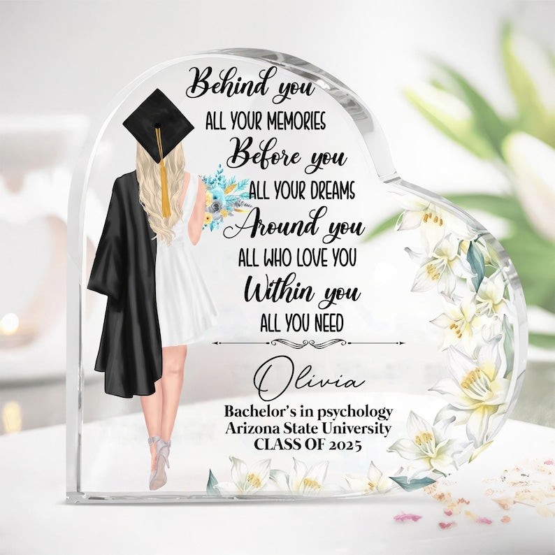Personalized Graduation Acrylic Plaque: Heart Keepsake Gift