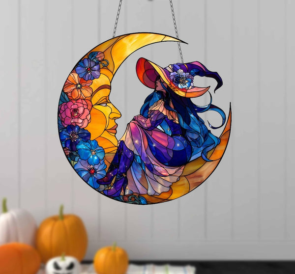 Personalized Slay Witch Acrylic Suncatcher: Halloween Witchy Decor