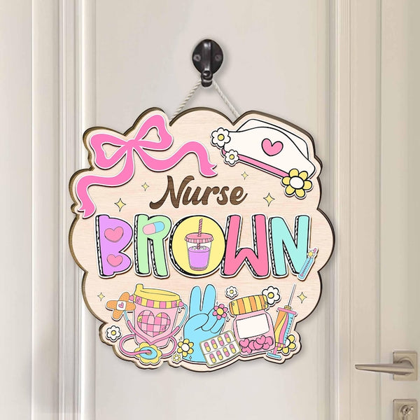 Personalized School Nurse Door Sign: Custom Wooden Medical Office Plaque