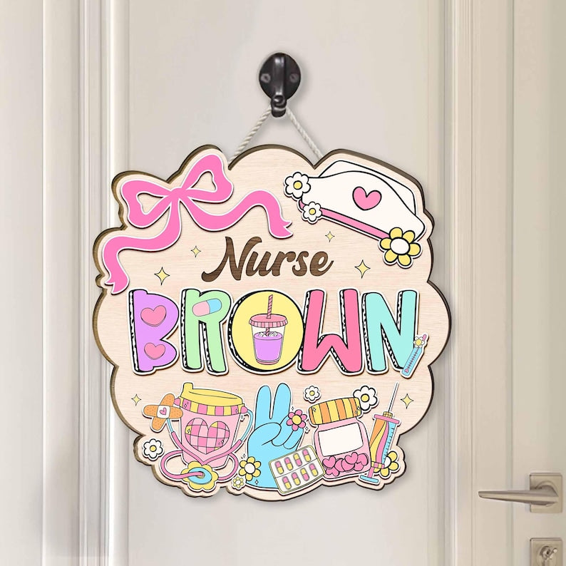 Personalized School Nurse Door Sign: Custom Wooden Medical Office Plaque