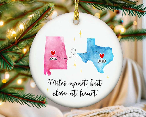 Personalized State To State Christmas Ornament: Long Distance Gift