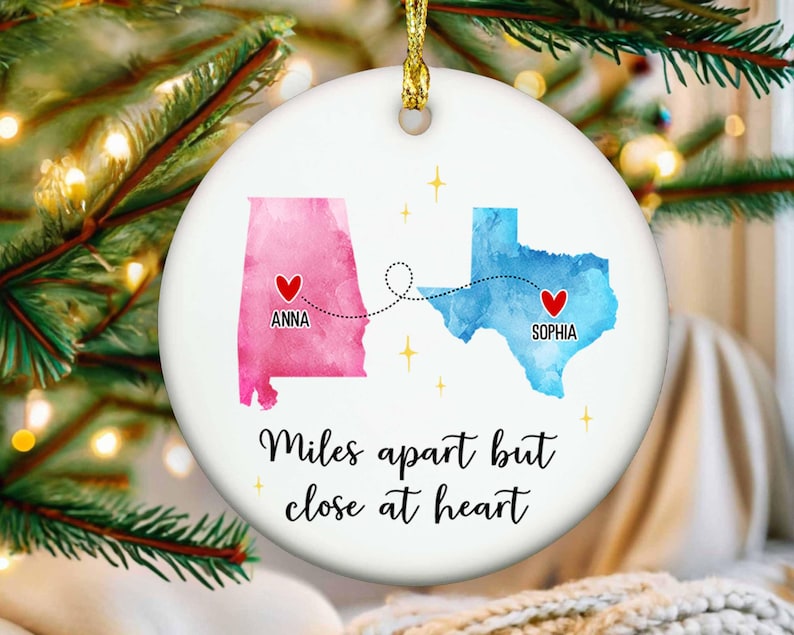 Personalized State To State Christmas Ornament: Long Distance Gift