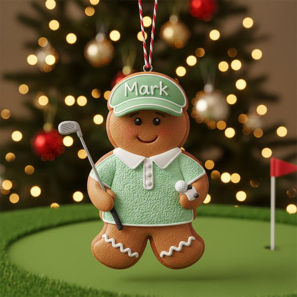 Personalized Golf Gingerbread Ornament: Golfer Christmas Tree Decoration
