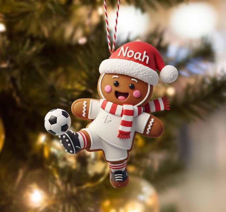 Personalized Soccer Gingerbread Ornament: Custom Acrylic Christmas Gift