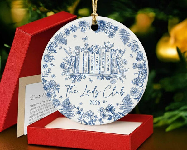 Personalized The Ladies Book Club Christmas Ornament, Books Ornament Name, Gift for Bookworm, Book Club Ornament, Bookstacks Ornament