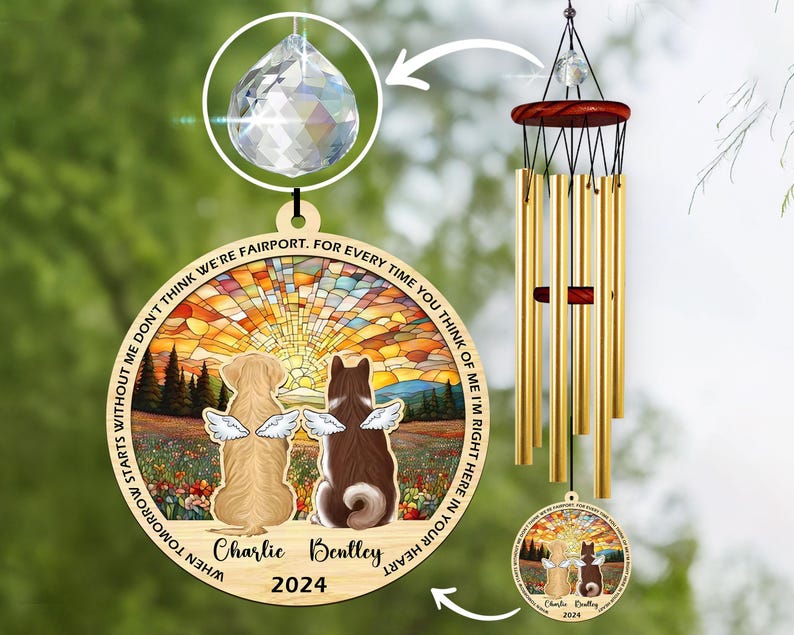 Personalized Memorial Wind Chime: Loss of Dog Sympathy Gift