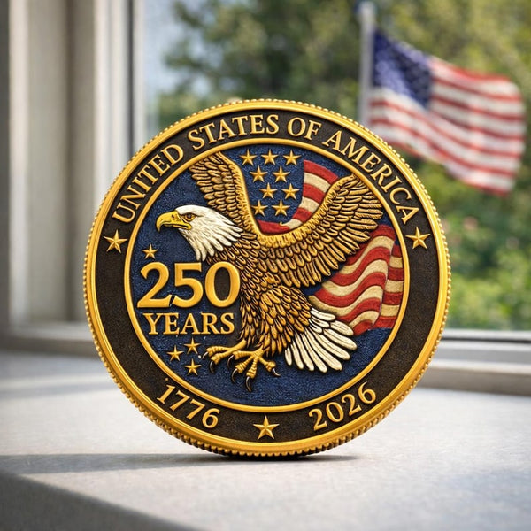 United States 250 Years of Freedom 3D Art Coin, 1776-2026, 250TH Anniversary U.S.A. Commemorative Challenge Hobo Nickel Coin