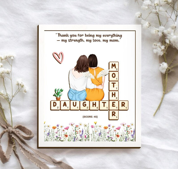 Mother's Day Scrabble Frame Family Tree,Personalized Scrabble Puzzle Wooden Sign,Mom Crossword Scrabble,Mom Puzzle Sign Gift,Grandma Gift