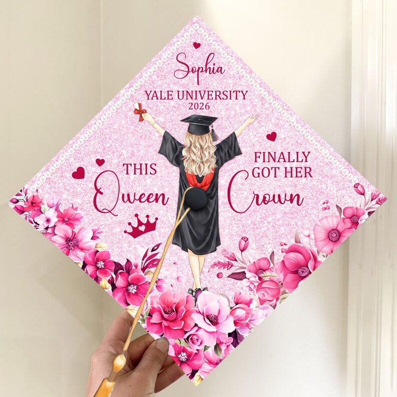 Personalized Acrylic Graduation Cap Topper, Class of 2026, Queen Crown Design