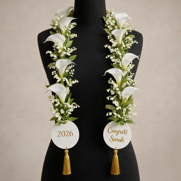 Pastel Floral Graduation Lei, Calla Lily & Lily of Valley Stole, Senior Keepsake 2026