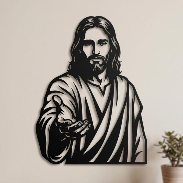 Jesus Metal Wall Art – Christian Silhouette Home Decor, Faith Symbol Hanging