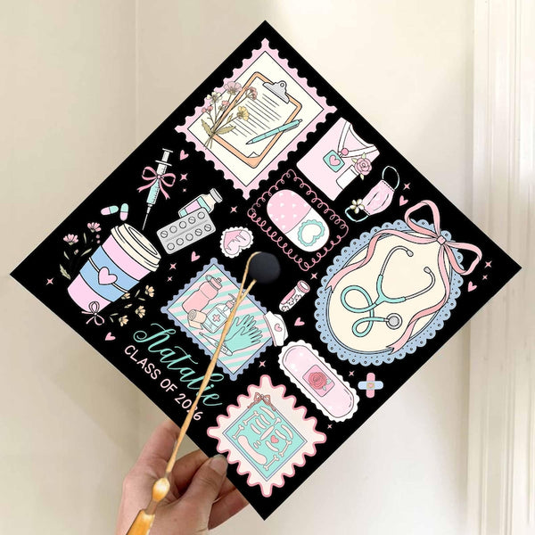 Custom Nurse Graduation Cap Topper, Acrylic RN Grad Cap Decoration, Nursing School Gift