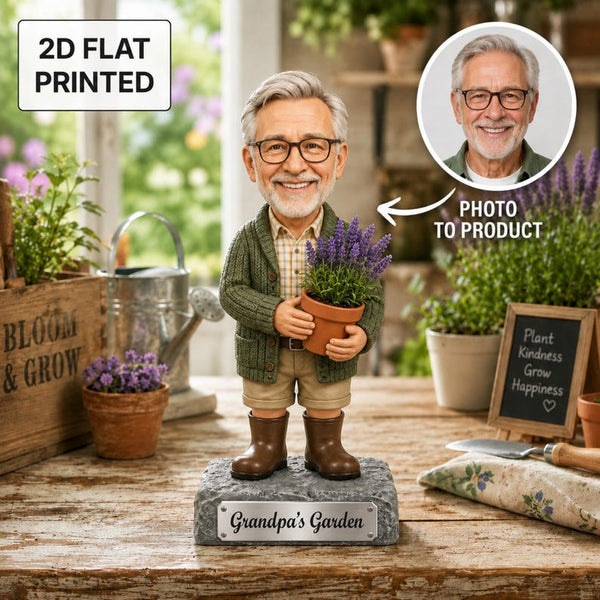 Personalized Grandpa Garden Photo Block – Custom Garden Lover Keepsake (2D Flat Printed)