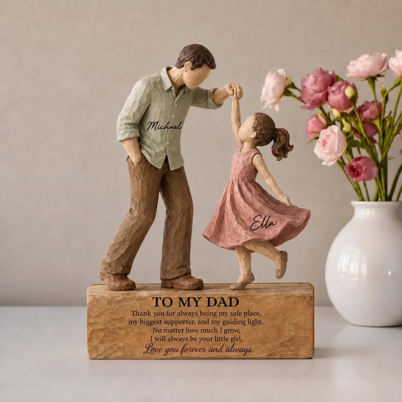 Father Daughter Dancing Wooden Keepsake, Dad Daughter Gift, Family Wood Decor