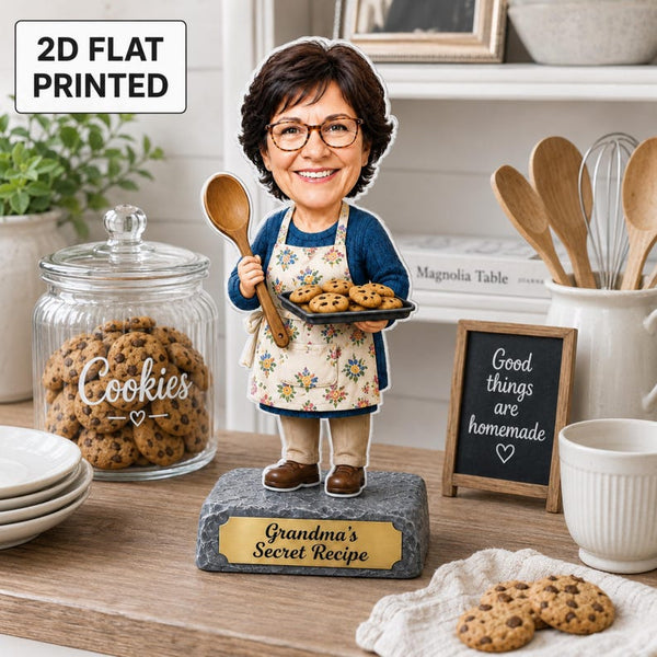 Custom Grandma Baking Wooden Block – Personalized Photo Gift, Kitchen Decor