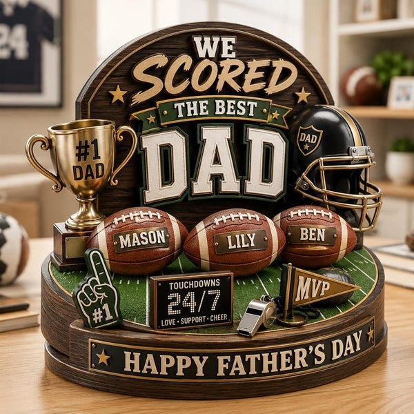 Personalized American Football Dad Trophy Plaque, Father's Day Gift, Wooden MVP Award