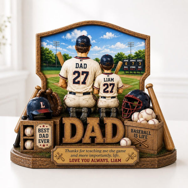 Custom Baseball Dad Wooden Block, Father's Day Gift, Grandpa Baseball Sign, Sports Fan Keepsake
