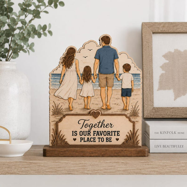Personalized Family Beach Wooden Block Sign, Together Is Our Favorite Place To Be