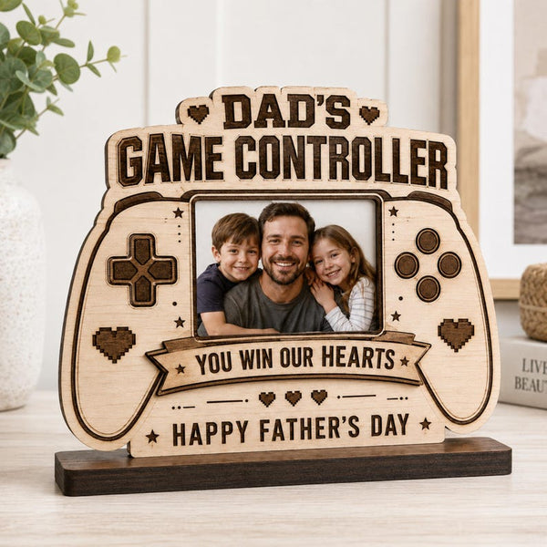 Personalized Gamer Dad Photo Block, Father's Day Gift, Custom Controller Keepsake