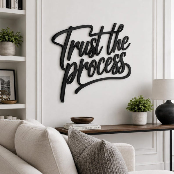 Trust The Process Metal Wall Art – Inspirational Quote Sign, Modern Office Decor
