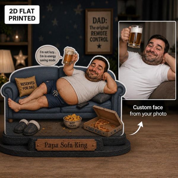 Papa Sofa King Wooden Block Sign, Funny Dad Keepsake (2D Flat Printed)