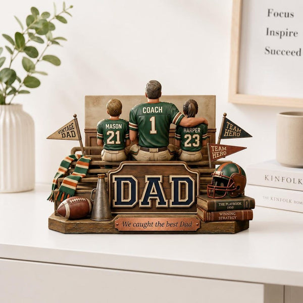 Personalized American Football Dad Trophy Plaque, Father's Day Gift, Wooden Keepsake