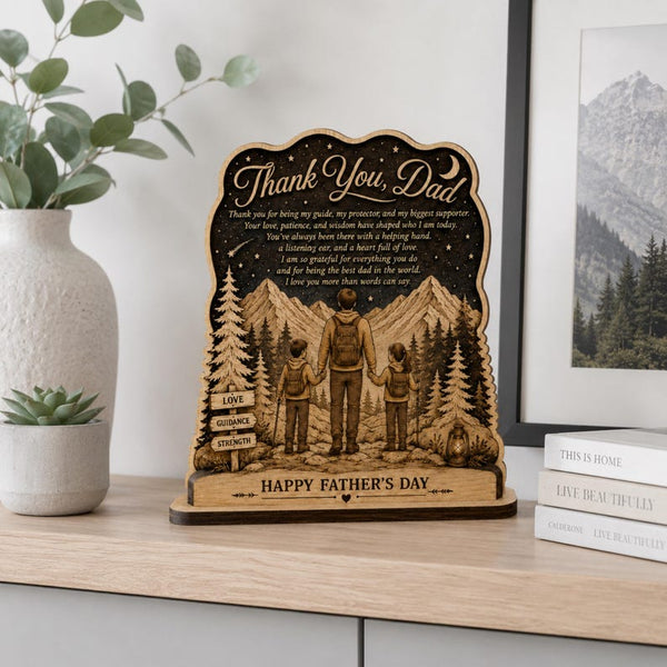 Personalized Mountain Adventure Dad Sign, Wooden Keepsake Gift for Father's Day