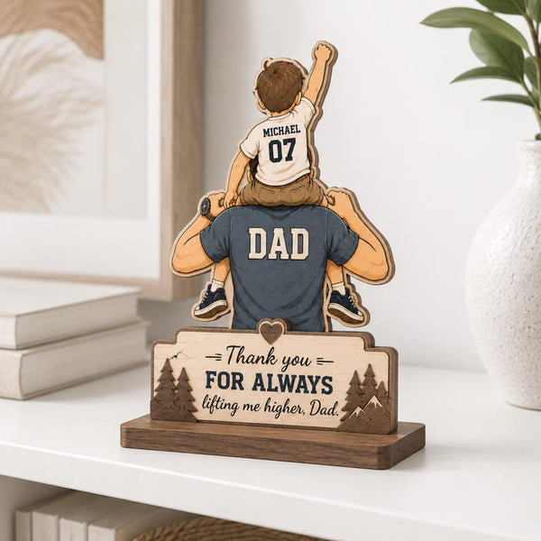Personalized Dad and Son Wooden Block Sign, Father's Day Keepsake