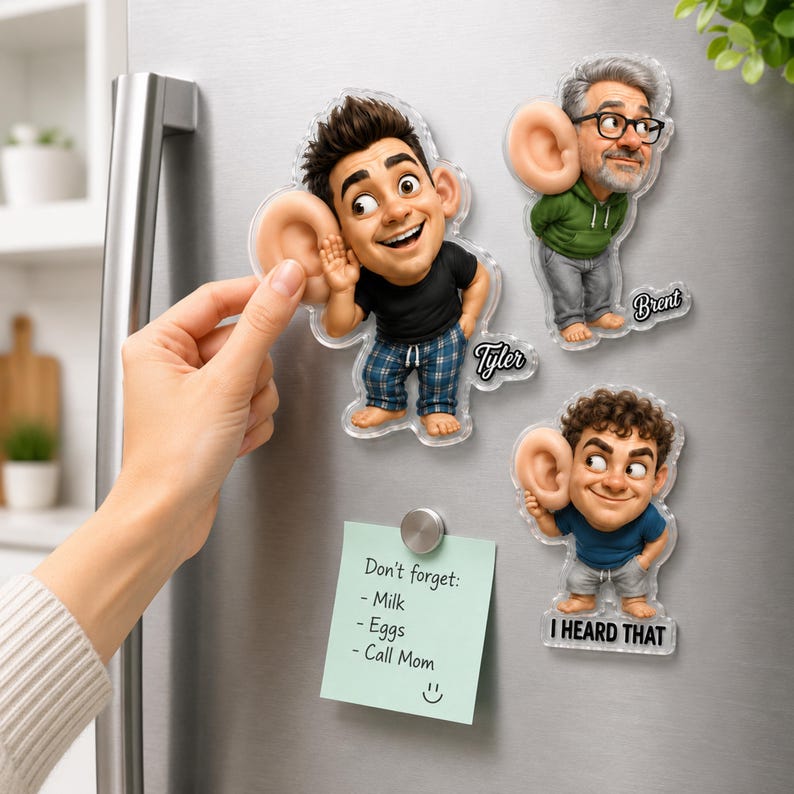 Custom Funny Big Ear Fridge Magnet – Personalized Acrylic Magnet with Squishy Ears