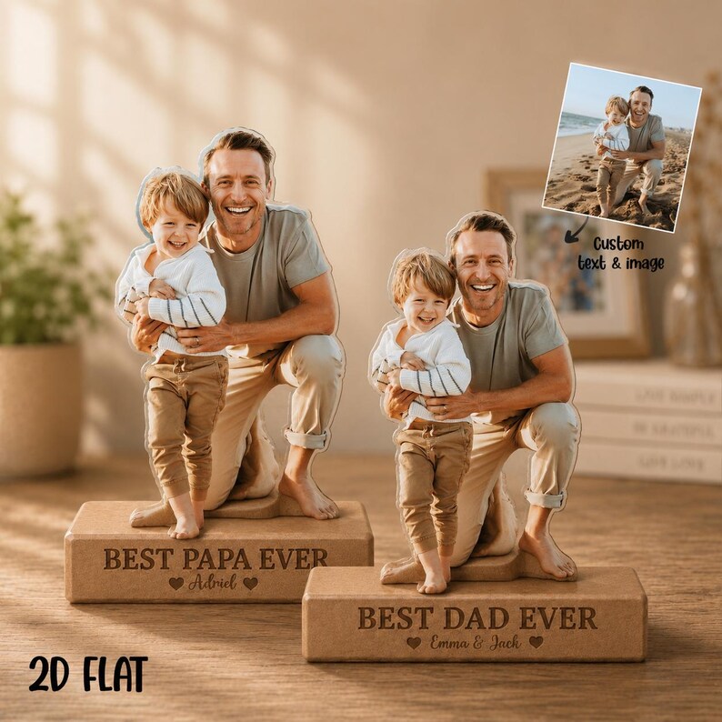 Personalized Photo Wooden Block, Custom Dad Gift, Family Keepsake, Father's Day Present
