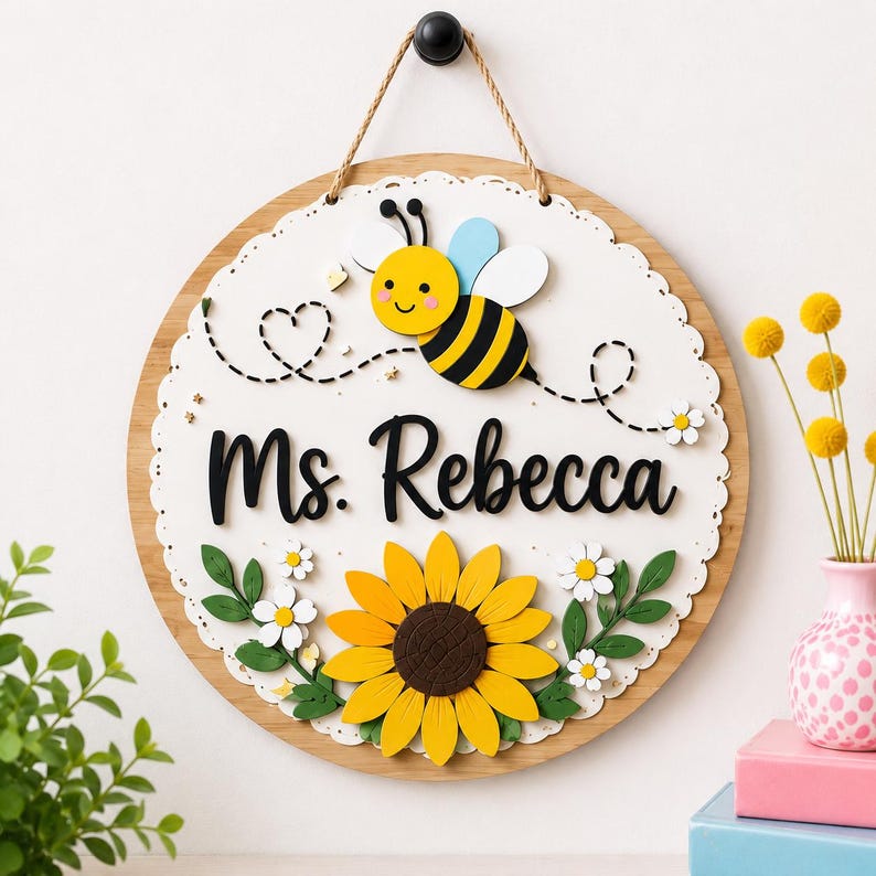 Personalized Teacher Door Sign, Custom Classroom Name Sign, Teacher Wall Decor, Back to School Teacher Gift, Choose Style