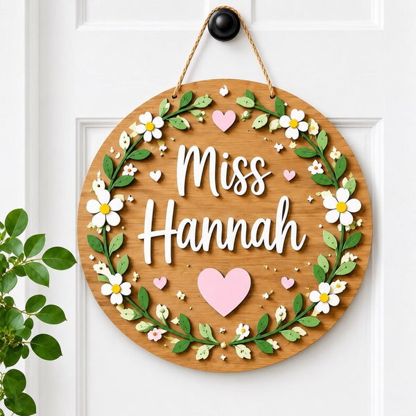 Custom Teacher Door Sign, Personalized Classroom Name Sign, Layered Wood Teacher Gift, Back to School Decor