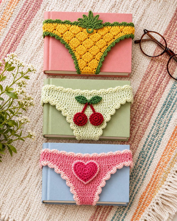 Fruit Crochet Book Thong Bookmark, Funny Handmade Reader Gift, Cute Bookish Accessory for Book Lovers