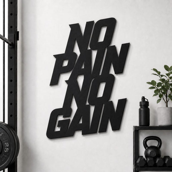 No Pain No Gain Metal Sign, Motivational Gym Decor, CNC Cut Workout Quote, Fitness Art