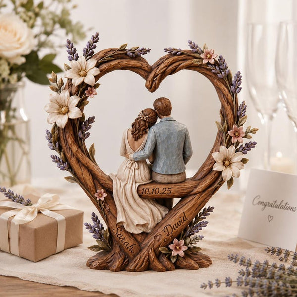Custom Name Wedding Keepsake, Personalized Wooden Couple Heart Sculpture, Anniversary Gift, Rustic Bridal Decor Wedding Gifts For The Couple