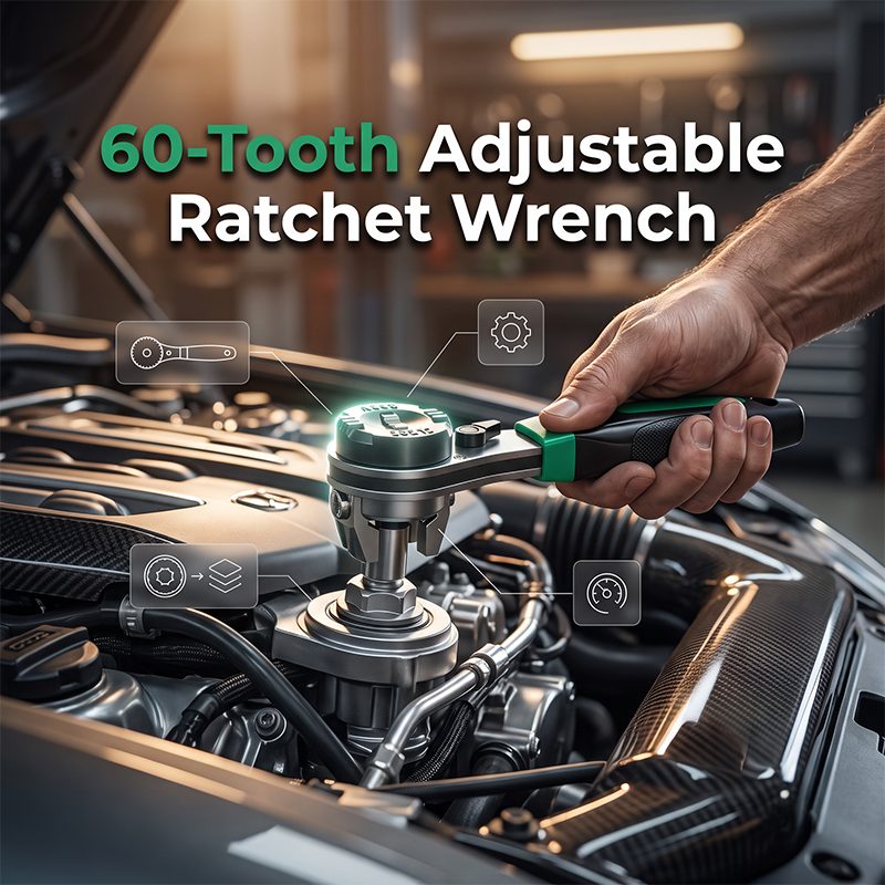 📢📢50% OFF !!!⏰60-Tooth Adjustable Ratchet Wrench
