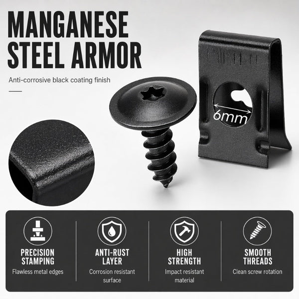 ⏳Time-Limited Special⏰Universal Car Metal U-Type Clips & Screws Set – Heavy-duty, rust-resistant & versatile sizes – Perfect for auto trim, panels & interior repairs 🔧