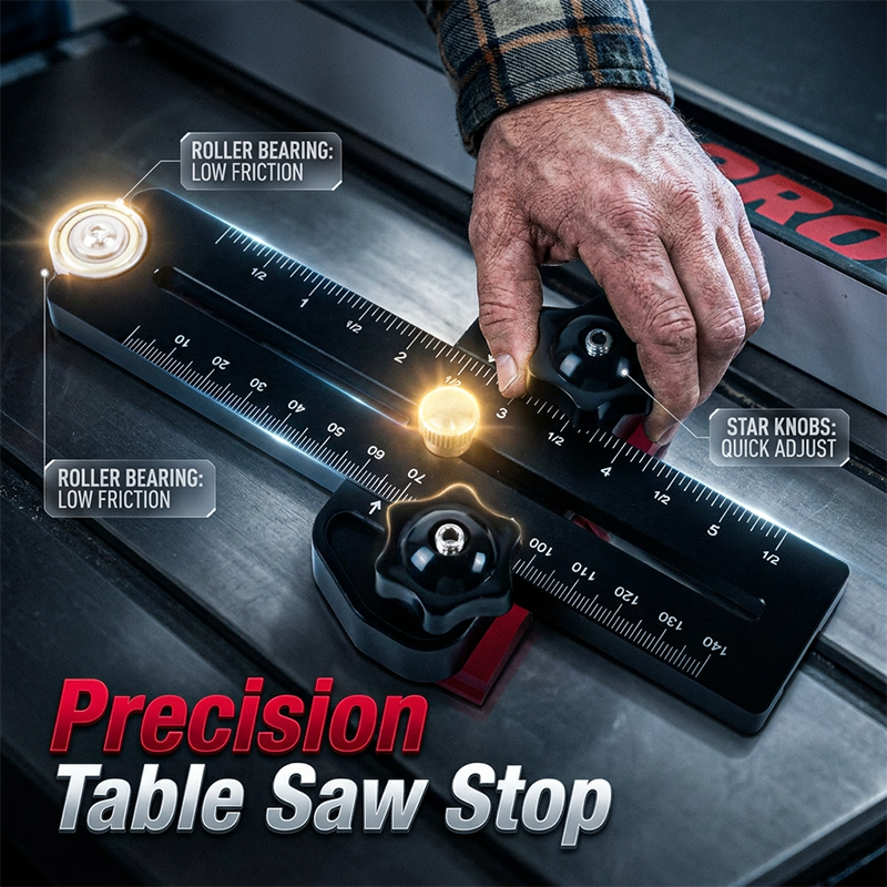 🎉 2026 Sale — Over 26 300 Sold!🪵 Precision Table Saw Stop with Dual Scale & Roller Guide