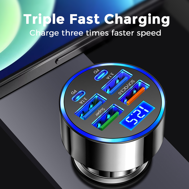 🎉 2026 Sale — Over 34,000 Sold! 🔋 6-in-1 Car Fast Charger – Charge 6 Devices at Once with Real-Time Voltage Display! ✨