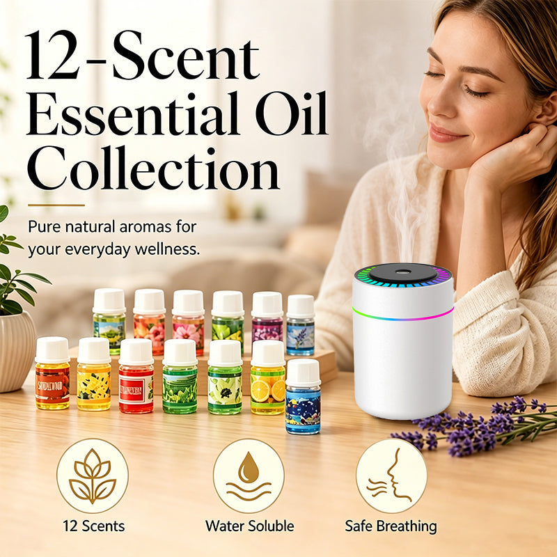 🌿 Water‑soluble. Diffuser‑ready. 12 scents. Essential oil set that actually mixes with water — no residue, no mess. 🛁